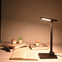 Lampe de table LED multifonctionnelle pour la protection des yeux, sans lumière bleue, avec port de charge USB, lampe de bureau de luxe pour la lecture, lampe de bureau noire