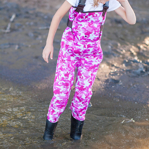 Vente en gros de waders de pêche en néoprène camouflage rose pour enfants et filles - Product Image 4