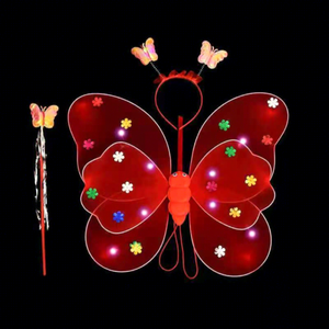 Ali di Farfalla Luminose per Costume da Bambina, Decorazione Posteriore con LED, Giocattoli, Meravigliosa Bacchetta Magica, Set da Fata dei Fiori per Feste di Compleanno - Product Image 4