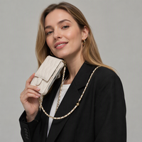 Casing Dompet Kulit Anti Benturan untuk iPhone 12 13 14 Pro Max 15 16 Plus dengan Slot Kartu, Kantong, dan Tali Rantai