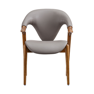 Modern <b>Dining</b> <b>Chair</b> with Curved Wood Armrest Upholstered Fabric Seat Swivel Design & Wood Legs for Home <b>Dining</b> Room & Kitchen - Product Image 2