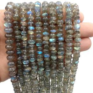 Cuentas de piedras preciosas de labradorita natural llamativa, cuentas de Rondelle lisas de 5-6mm, cuentas de piedras preciosas de labradorita de alta calidad para la fabricación de joyas a precio a granel - Product Image 1