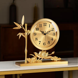 Horloge de <span class=keywords><strong>table</strong></span> analogique en laiton de style chinois, symbole de paix et de prospérité, <span class=keywords><strong>d</strong></span>écoration haut de gamme pour salon avec mouvement des secondes fluide - Product Image 1