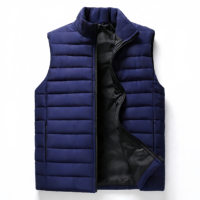 Gilet court matelassé léger et chaud pour homme, collection Automne/Hiver 2026, avec fermeture éclair, 100 % polyester, design tendance et moderne