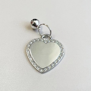 HW en stock, Étiquette d'identification pour chien et chat en strass, Pendentif breloque pour collier d'animal de compagnie, Forme cœur, Anti-perte, Gravure personnalisable - Product Image 1