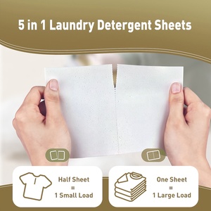 Tablettes de détergent à lessive biodégradables écologiques sans blanchiment hypoallergéniques, détergent naturel à base de plantes, feuilles de détergent à lessive - Product Image 4