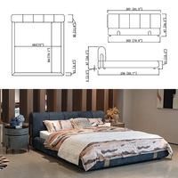 Luxuriöses Hotelbettgestell in King- und Queen-Size mit weichem Polsterdesign und Metallgestell – Modernes Plattformbett für Schlafzimmer