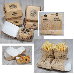 Venta al por mayor de patatas fritas, <span class=keywords><strong>pollo</strong></span> frito, paquete de comida rápida, embalaje de hamburguesa para llevar, caja de papel Kraft - Product Image 4