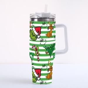 Nuevo Termo de Acero Inoxidable con Aislamiento al Vacío, Diseño Navideño de <span class=keywords><strong>Grinch</strong></span>, 40 oz, para Viajes, Conservación de Bebidas Frías, con Asa - Product Image 3