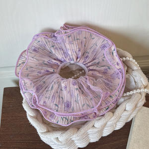 Diadema de chifón dulce y elegante con gran malla, scrunchie de moda para mujer - Product Image 5