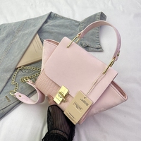 Sac à main bandoulière moderne et simple en cuir PU pour femme, style vintage, avec rabat en patchwork gaufré crocodile, étanche, avec boucle de fermeture métallique