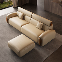 Hochwertiges Modernes Leder-Ecksofa Luxuriöses Premium-Rindsleder mit Massivholz Neue Größe für Apartment-Wohnzimmer