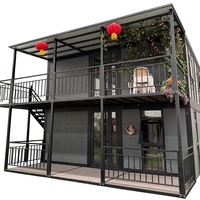 Casa Contenedor Expandible de 40 pies, Estilo Moderno de Mediados de Siglo, con Cocina, Baño y Entrada, Casa Móvil Estilo Granja para Uso en Hoteles/Hogares/Campamentos