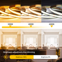 SXZM Bande lumineuse LED COB 220V, 288 LED, sans points, flexible, découpable toutes les 50 cm, IP20, pour intérieur, plafond, armoire, vitrine