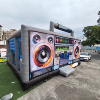 Neues Leap Music Hüpfburg-Rutsche-Matte-Kombi-Set mit Basketball-Sportspiel und Funkzelt-Lufthaus