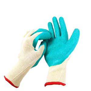 Gants de travail en coton à 10 broches de haute qualité, gants de sécurité en latex enduit de jardin