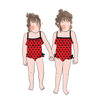 Traje de Baño de una Pieza para Niñas Pequeñas, Diseño Moderno y Brillante, Estampado de Puntos, Traje de Baño Tipo Romper