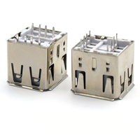 Connecteur USB 2.0 double couche AF femelle, 10,5 mm vertical DIP avec bord recourbé pour charge rapide et transfert de données