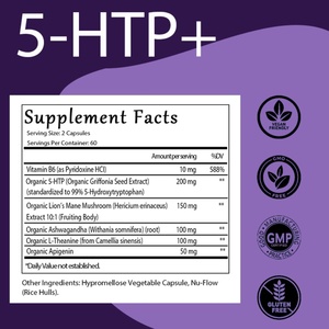 Suplemento Orgánico de 5 HTP+ con Vitamina B6 y L-Teanina para Apoyar la Memoria, la Concentración Mental, la Salud Cognitiva y la Energía - Product Image 2