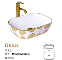 Lavabo en céramique simple de style européen avec robinet doré Design moderne pour table de salle de bain d'hôtel Lavabo de table de toilette créatif
