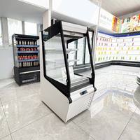 Vitrine Réfrigérée Commerciale de Luxe à Trois Niveaux pour Gâteaux et Pains, avec Rideau de Nuit et Étagères Transparentes