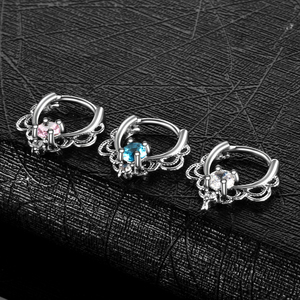 Bakır CZ dantel burun <span class=keywords><strong>Septum</strong></span> Hoop yüzükler kristal kulak sarmal Helix Piercing Daith Rook Nariz küpe Septums Piercing takı - Product Image 4