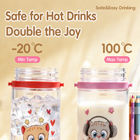 Bouteille d'eau en plastique de qualité alimentaire de 580 ml avec couvercle anti-éclaboussures à ouverture rapide, paille en silicone, conception anti-fuite et facile à nettoyer pour enfants