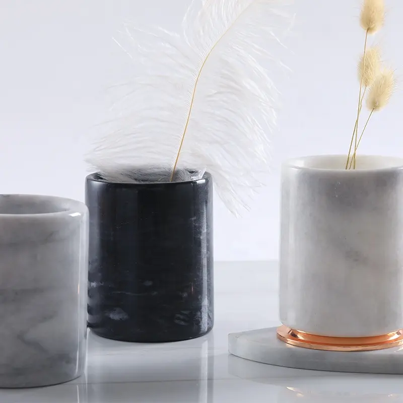 Candle Making Jars Marble Candle Jar with Lid Wholesale New Home Decoration Silver Printing Round candle container