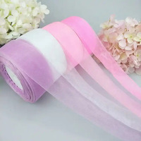 Ruban en Chiffon Transparent, Ruban en Organza 25mm 38mm Personnalisé pour la Saint-Valentin, Boîtes Cadeaux, Décoration Florale de Mariage