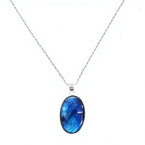 Colgante Moderno de Plata de Ley 925 con Labradorita Azul Ovalada, Joyería Elegante para Fiestas, Antideslustre, Amuleto de Lujo - Product Image 1