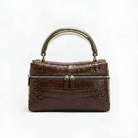 Pochette de maquillage en cuir véritable pour femmes, étui cosmétique en crocodile, organiseur de toilette de voyage, pochette de retouches de luxe