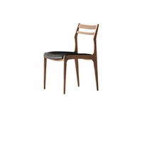 Chaise de salle à manger en bois massif avec dossier à double lattes et coussin noir sur pieds coniques pour restaurant, brasserie et salon de thé