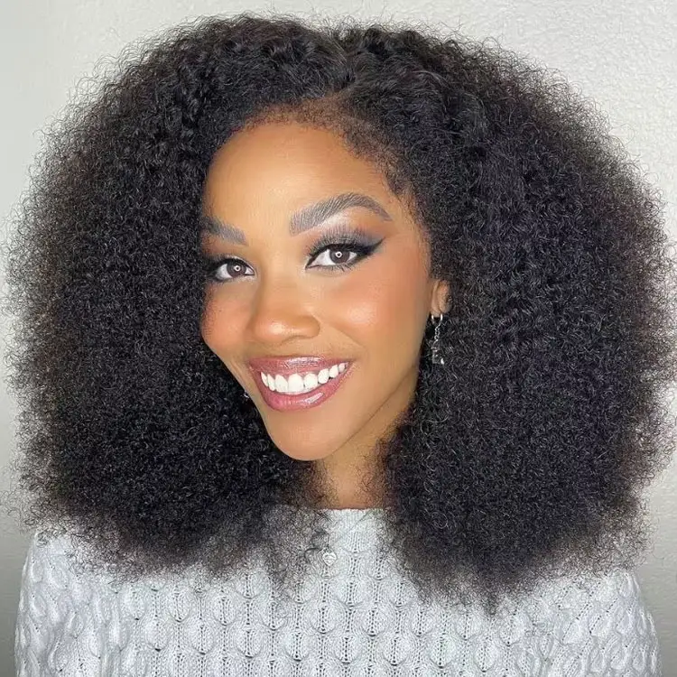Afro Kinky Curly Orange Double Drawn Half Long Hair Vendors Blonde Lace Front Wig