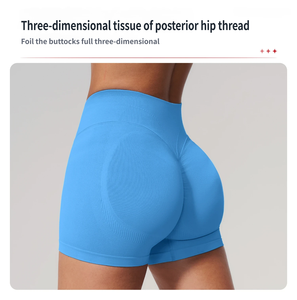 Leggings da Palestra <span class=keywords><strong>Senza</strong></span> <span class=keywords><strong>Cuciture</strong></span> per Donna con Logo Personalizzato, Shorts Yoga a <span class=keywords><strong>Vita</strong></span> Alta a Forma di V con Decorazione Arricciata, Elastico <span class=keywords><strong>in</strong></span> <span class=keywords><strong>Vita</strong></span> per Corsa e Yoga - Product Image 6