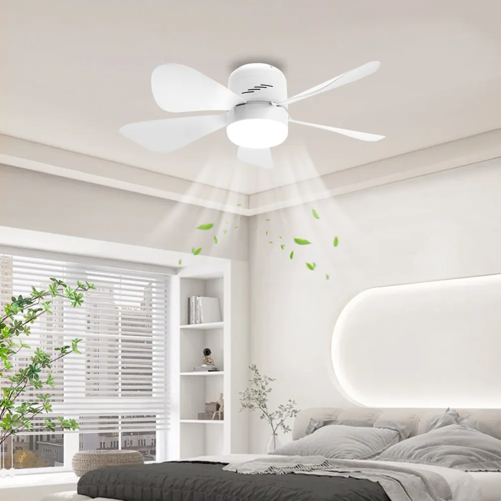 Yeni kapalı ışıklı tavan fanı toptan E27 taban 28w led mini led Fan ışık soketi dilsiz led fan fan lambası