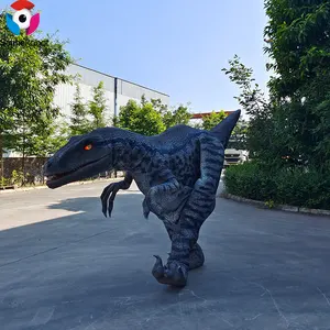 Juego de calamar personalizado disfraz de dinosaurio Velociraptor realista adulto caminando dinosaurio Velociraptor mascota disfraz