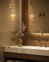 Applique Murale Géométrique de Luxe en Verre Soufflé à la Main, Applique Murale Moderne en Métal pour Décoration Intérieure de Villa, Hôtel, Salle de Bain