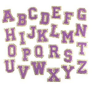 A set Chenille Color English Letters Alphabet Towel Embroidered Patches For Clothing Bags iron On Accessories DIY Name Patches