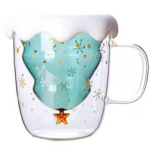 Taza de Vidrio Navideña de Doble Pared con Tapa, en Oferta - Product Image 1