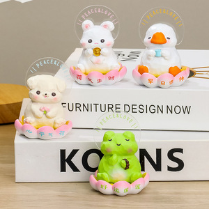 Figurine de grenouille et de chien en résine porte-bonheur, décoration de bureau, cadeau Feng Shui éclairé pour filles, cadeau d'anniversaire, fournitures de bureau - Product Image 5