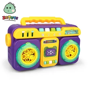 Zhiquおもちゃ新しい子供の屋外電気ラジオバブルマシンライトミュージック10穴レコーダーバブルマシンおもちゃ