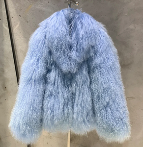 Giacca corta in 100% pelle di agnello, soffice <span class=keywords><strong>cappotto</strong></span> in <span class=keywords><strong>pelliccia</strong></span> di pecora da donna con scollo a V - Product Image 2