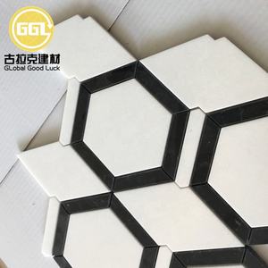 <span class=keywords><strong>Carrelage</strong></span> de mosaïque en marbre blanc pur à bord noir <span class=keywords><strong>hexagonal</strong></span> pour salle de bain ou toilette - Product Image 6