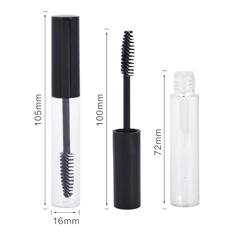 MUB Brosse à cils et bouteilles Tube souple Bouteille de mascara Emballage de brosses à mascara Vente en gros Plastique transparent vide 10ml Rouge à lèvres