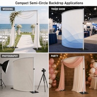 Support de toile de fond semi-circulaire de 1,5 m (5 pi) avec 2 poteaux réglables, cadre compact pour décoration de mariage et événements, bases 380x380x5mm, OEM ODM