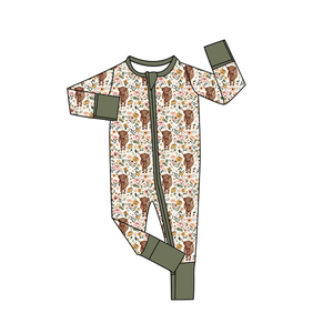 Individuell Bedruckter Bambusfaser-Baby-Schlafanzug mit Reißverschluss und Füßen Kleinkinder-Pyjama Kleidung - Product Image 3