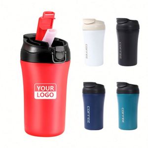 Taza de Café de Acero Inoxidable de 400 ml con Logotipo Personalizado, Taza de Viaje de Doble Pared, Taza Térmica de Oficina con Tapa y Pajita - Product Image 3