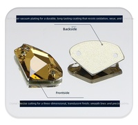 Strass à fond plat de haute qualité, accessoire vestimentaire, cristaux de verre colorés en forme d'axe, à double trou, à coudre, pour chaussures et sacs DIY