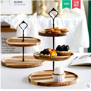 ชั้นวางขนมหวานไม้ทรงกลม 3 ชั้น ถาดผลไม้สำหรับงานวันเกิด แข็งแรงทนทาน - Product Image 2