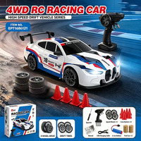 Voiture de course RC haute vitesse EPT 2,4 GHz : 1:24 4WD - Série Drift avec lumières LED et pneus de drift de rechange, cônes de signalisation